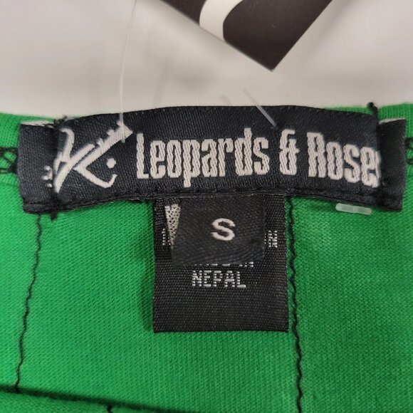 LEOPARDS And Roses Green Long Sleeved Cotton Blouse Top Size S - Picture 5 of 14